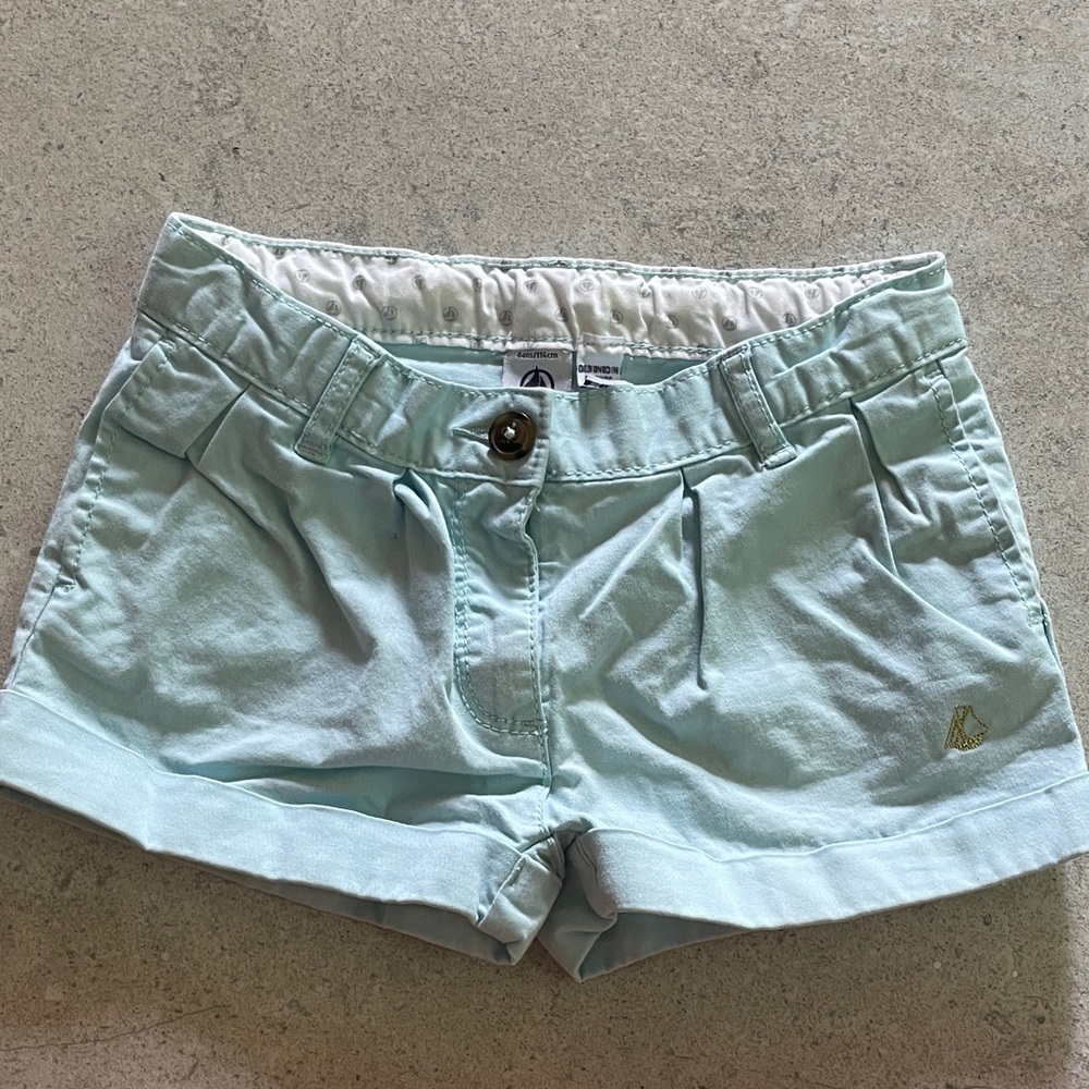 Petit Bateau Light Blue High Waist Women's Shorts